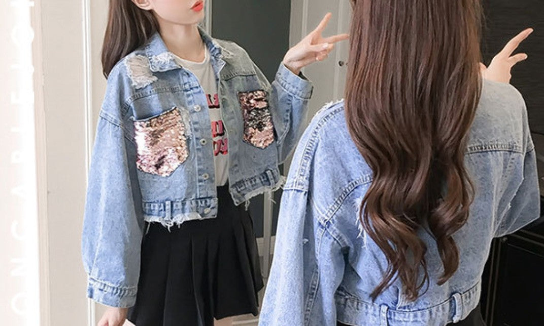 Giubbino jeans pinksequinn