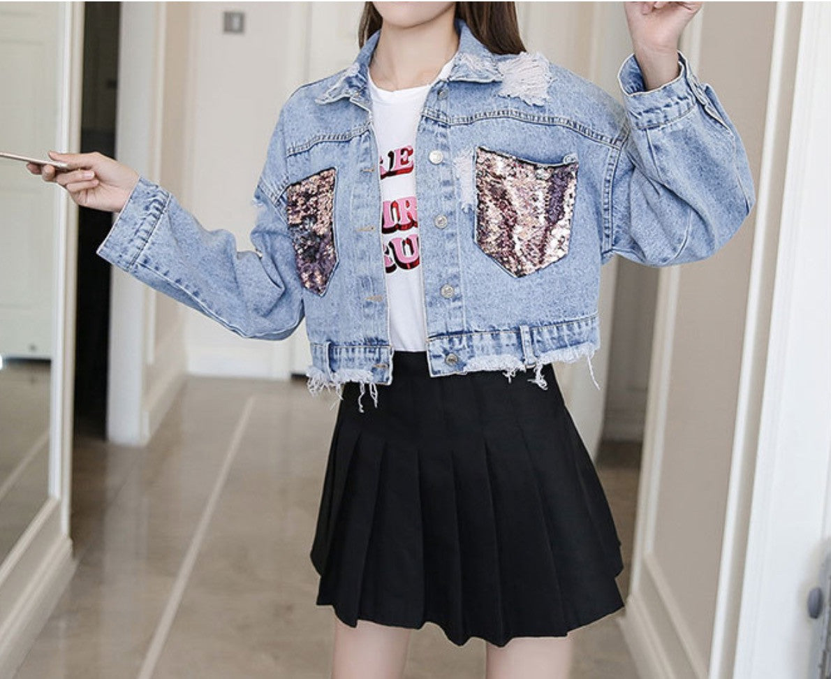 Giubbino jeans pinksequinn