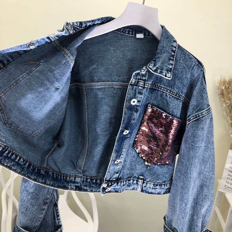 Giubbino jeans pinksequinn