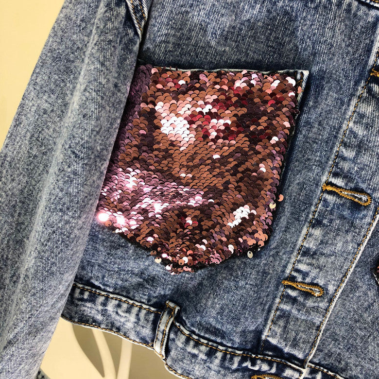 Giubbino jeans pinksequinn