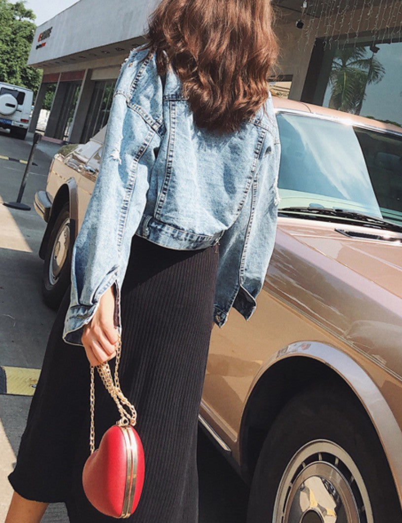 Giubbino jeans pinksequinn