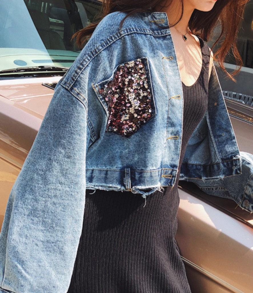 Giubbino jeans pinksequinn