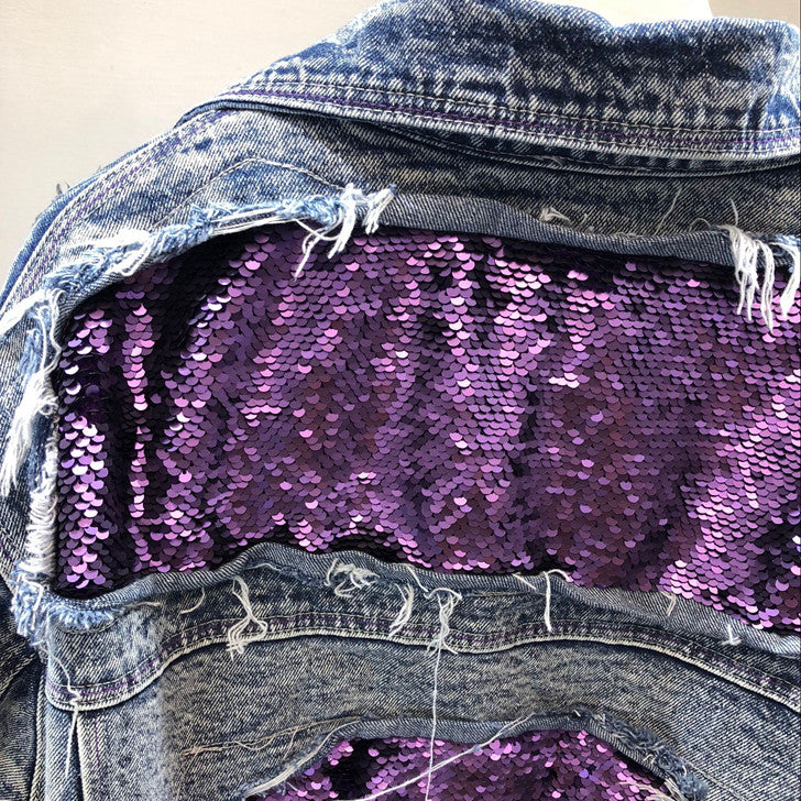 Giacca denim purple sequin