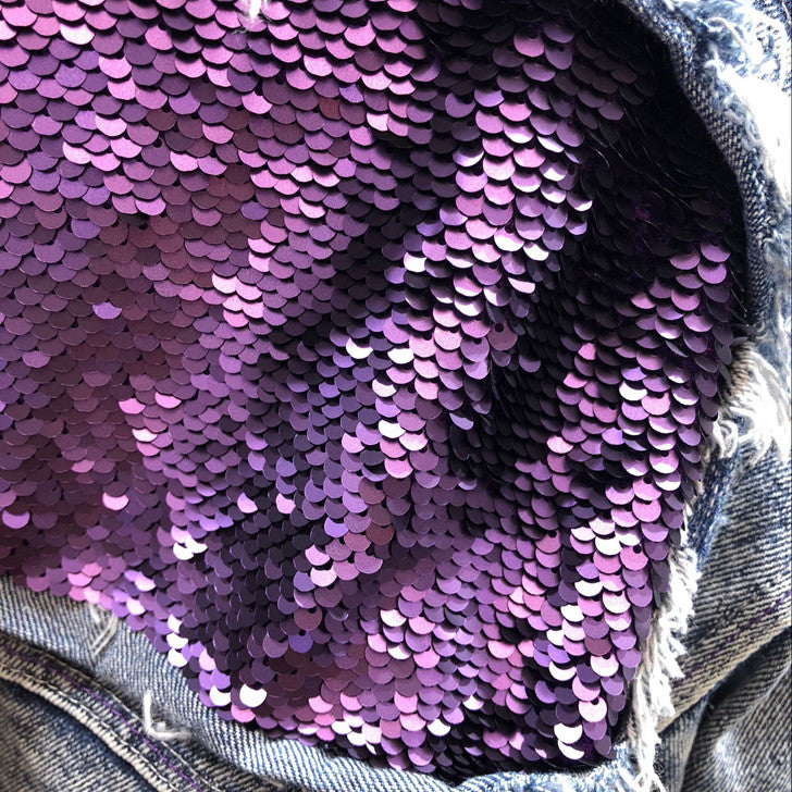 Giacca denim purple sequin