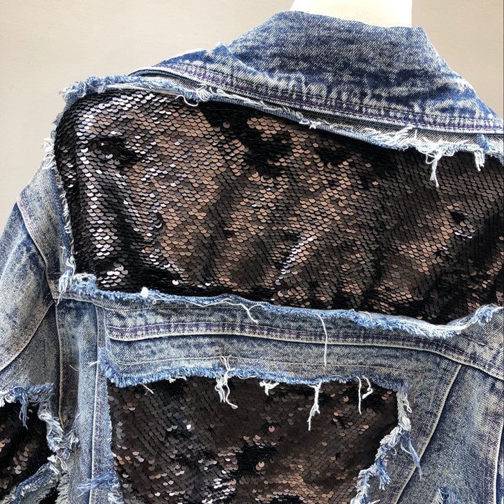 Giacca denim purple sequin