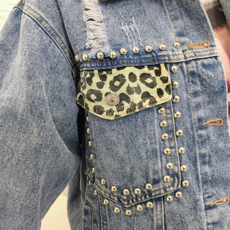 Giacca denim animalier