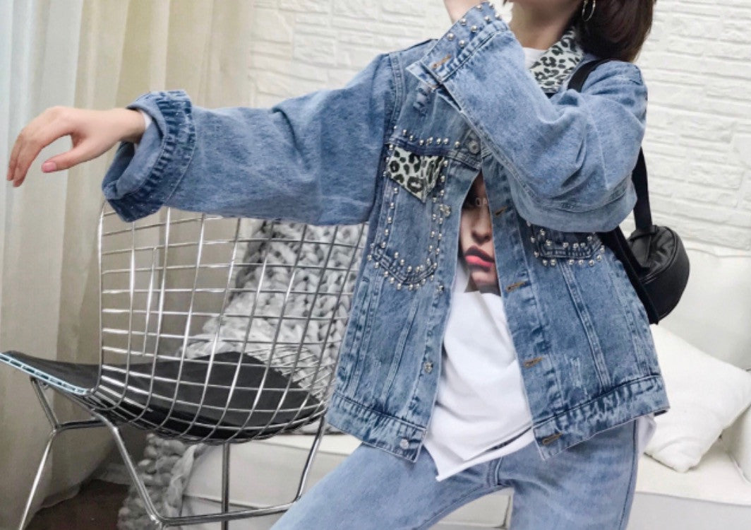 Giacca denim animalier