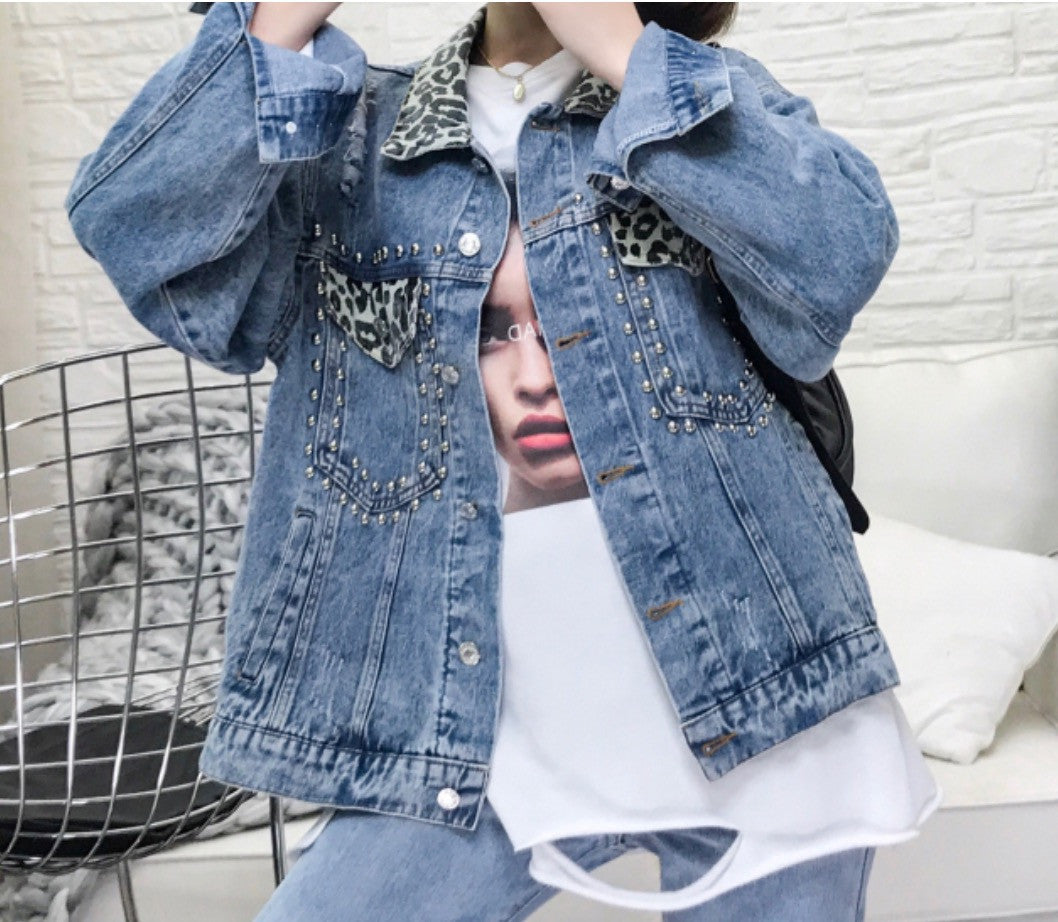 Giacca denim animalier