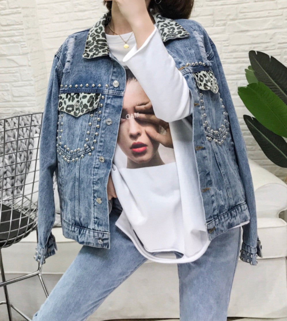 Giacca denim animalier