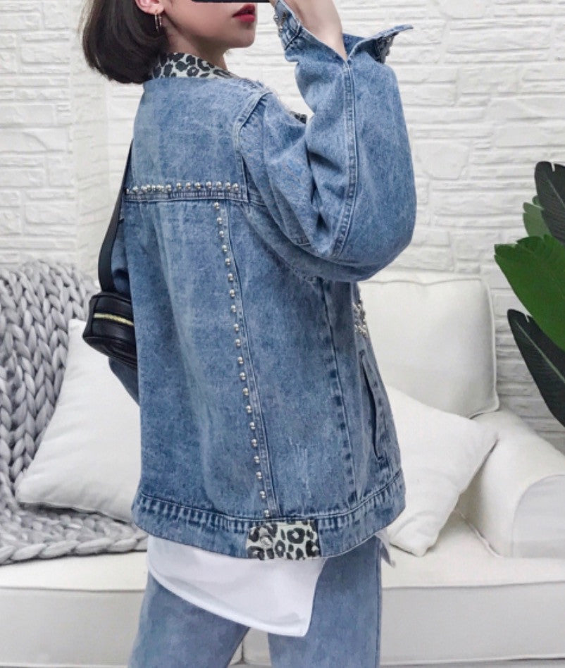 Giacca denim animalier