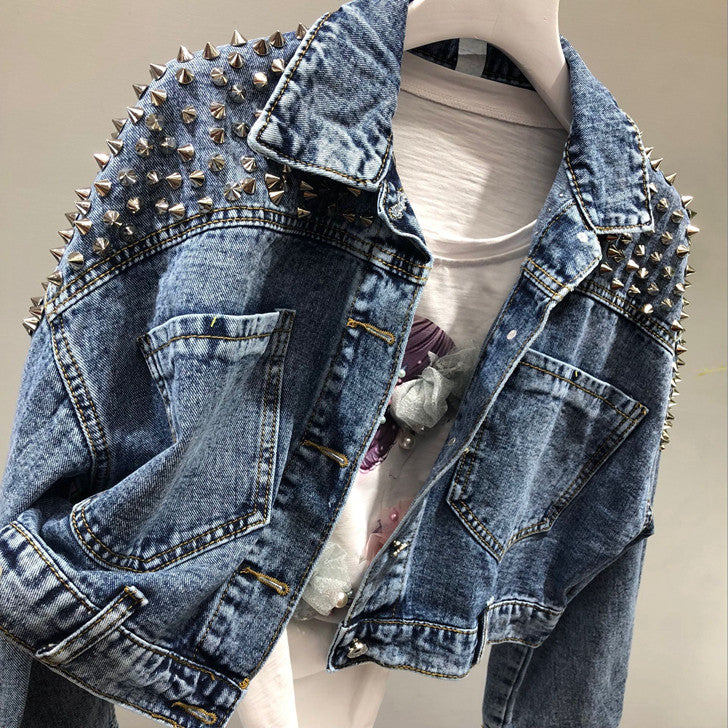 Giacca denim studded