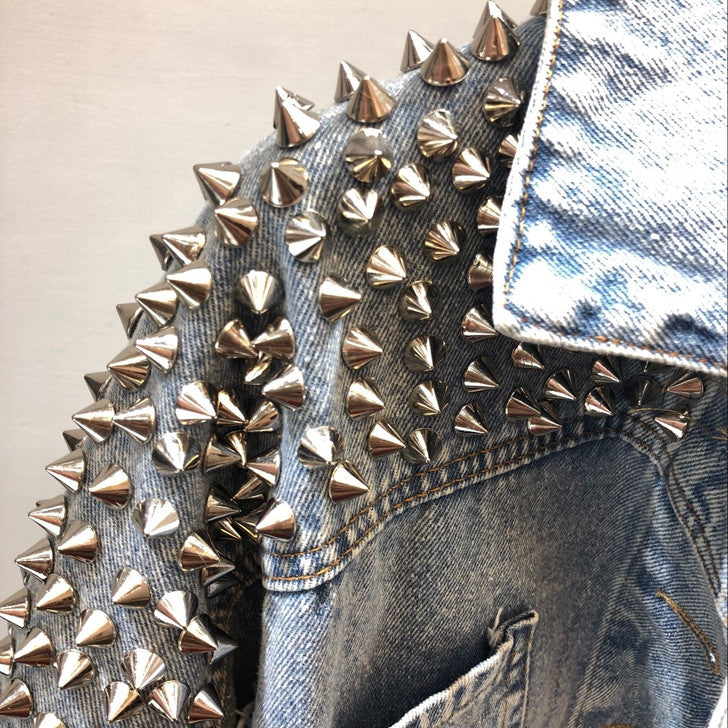 Giacca denim studded