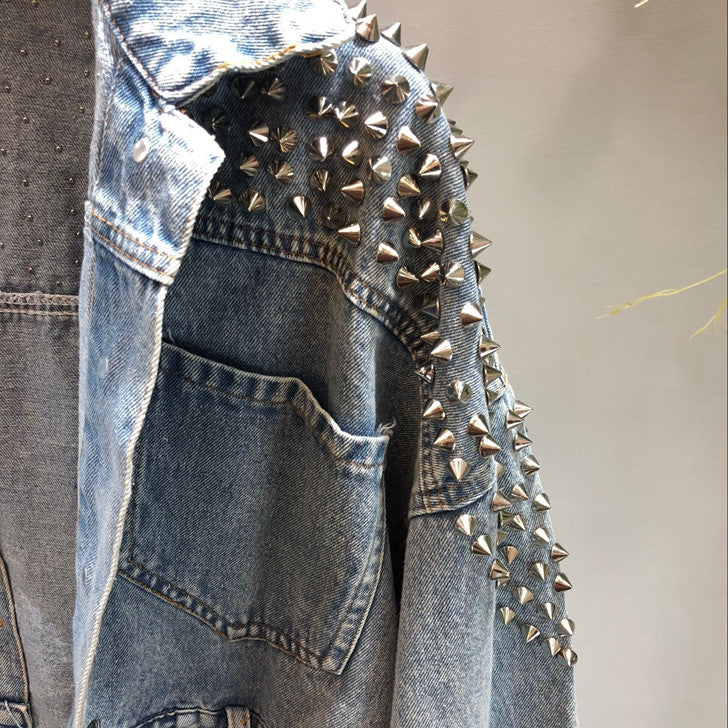 Giacca denim studded