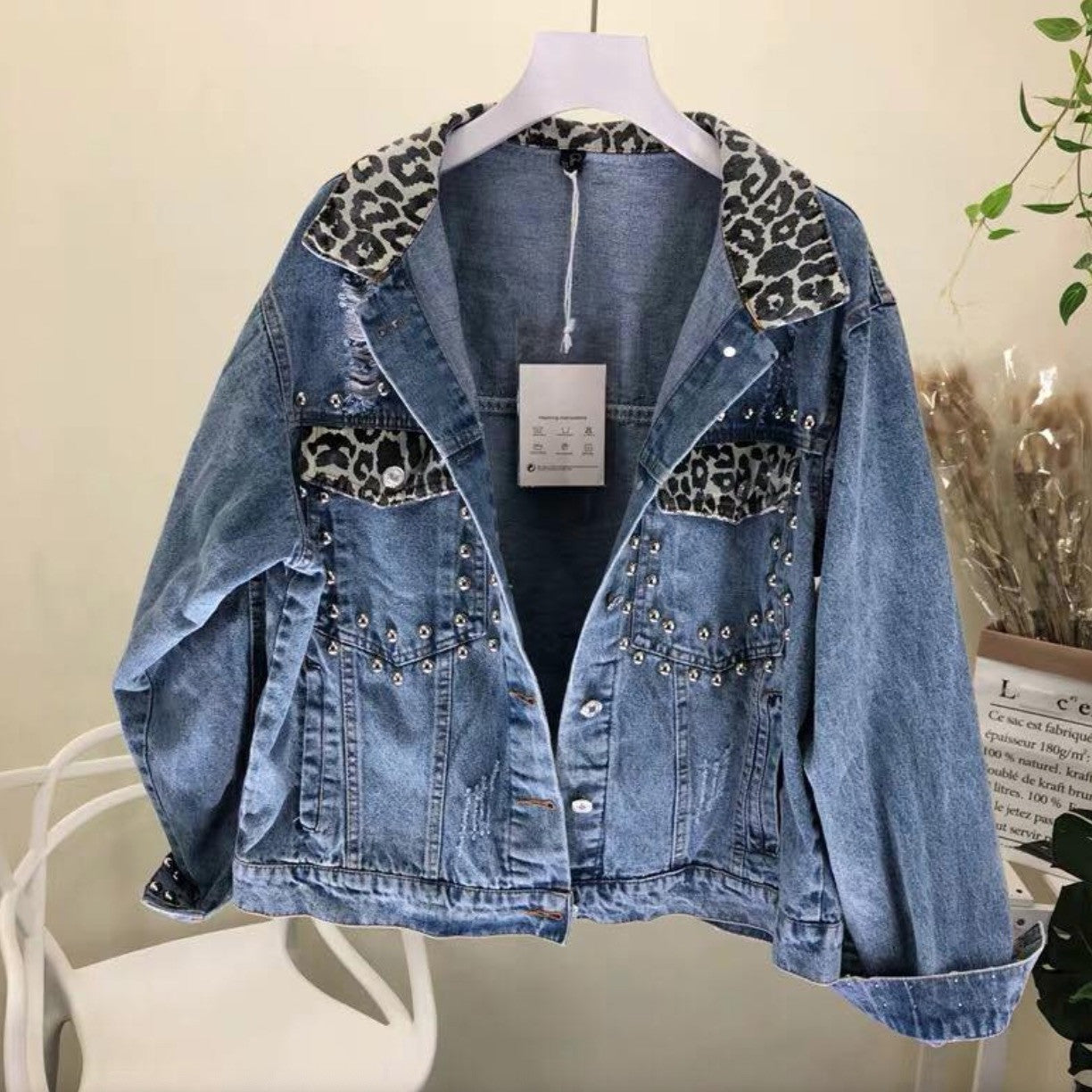 Giacca denim animalier