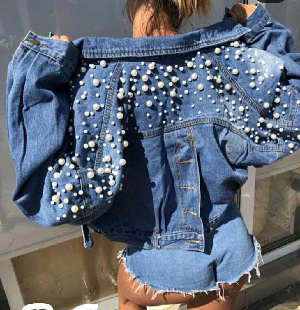 Giubbino reverse pearl denim