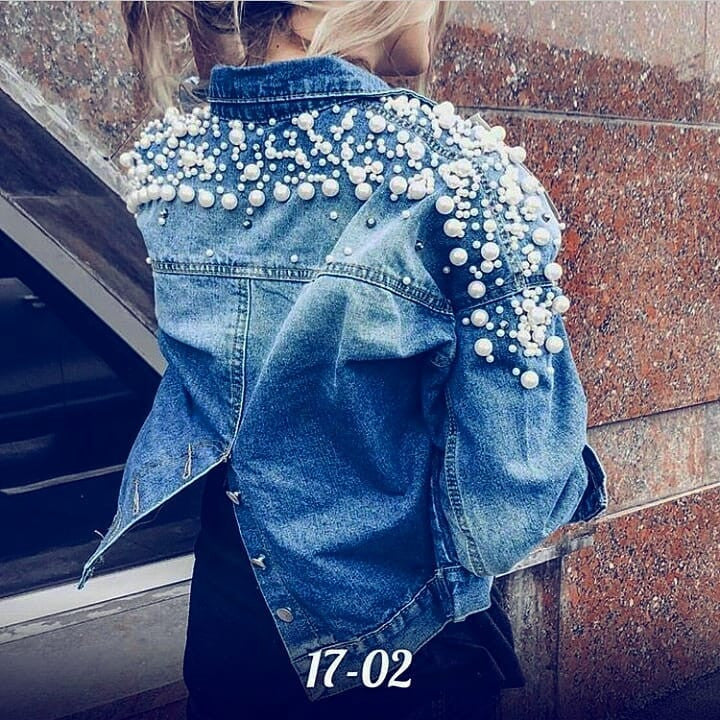 Giubbino reverse pearl denim