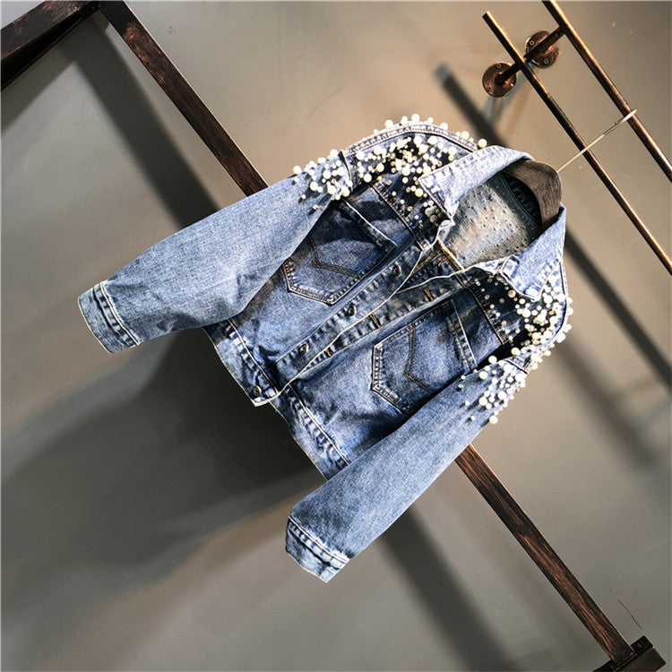 Giubbino reverse pearl denim