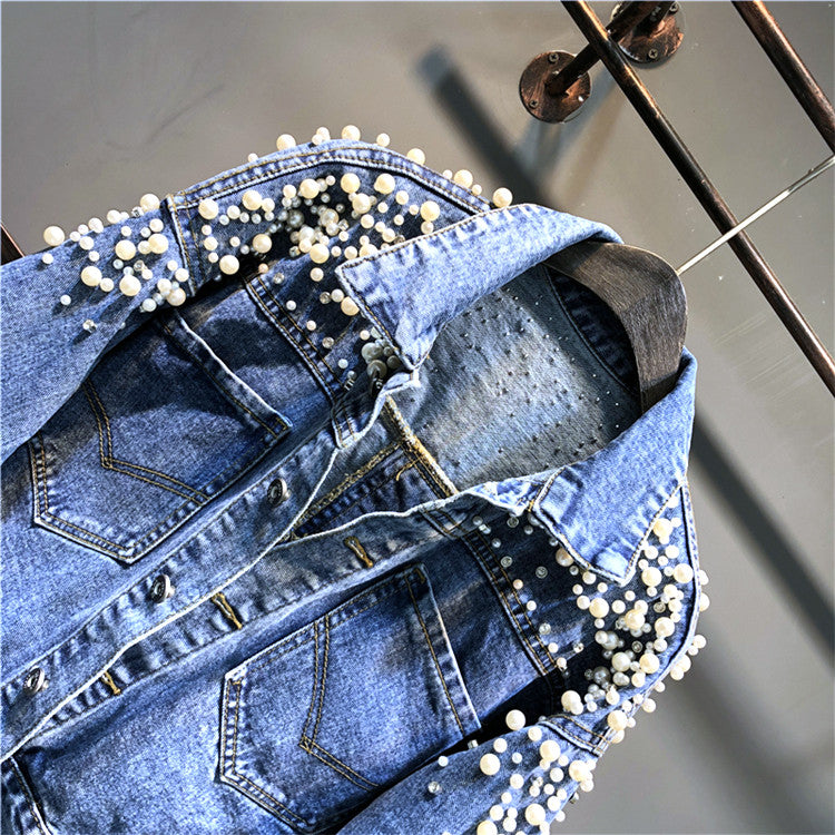Giubbino reverse pearl denim