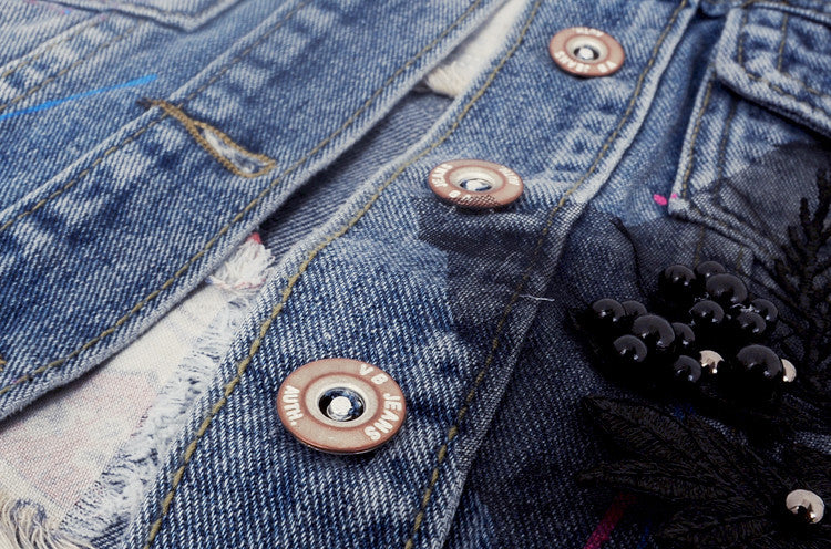 Gilet denim blackflowers