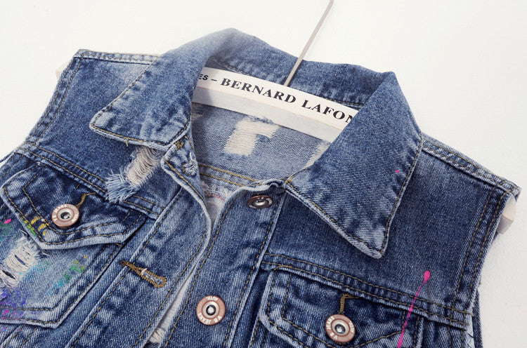 Gilet denim blackflowers