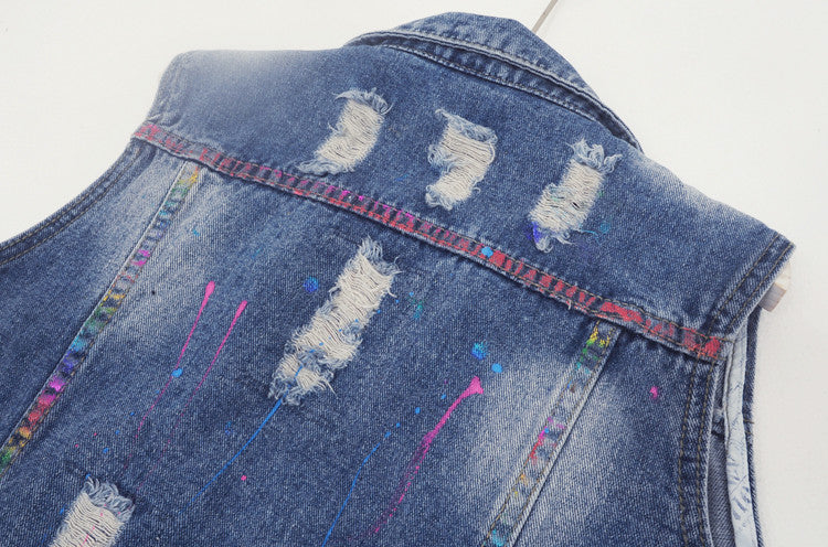 Gilet denim blackflowers