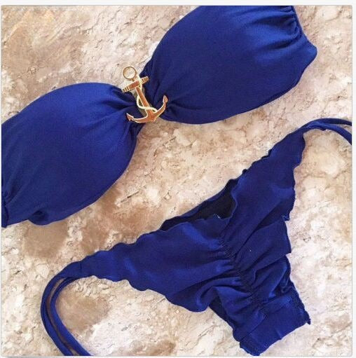 Bikini Sailor balconcino ancora applicata laccetti brasiliana — Dream Shop