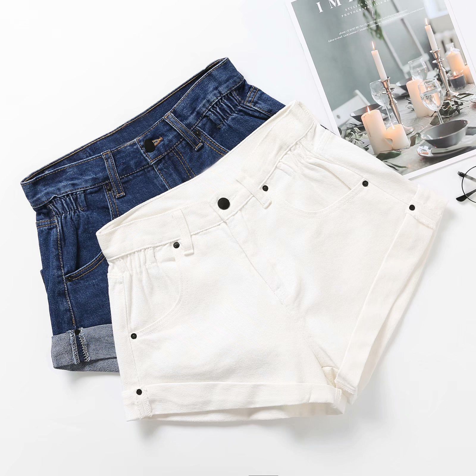 Shorts denim a caramella