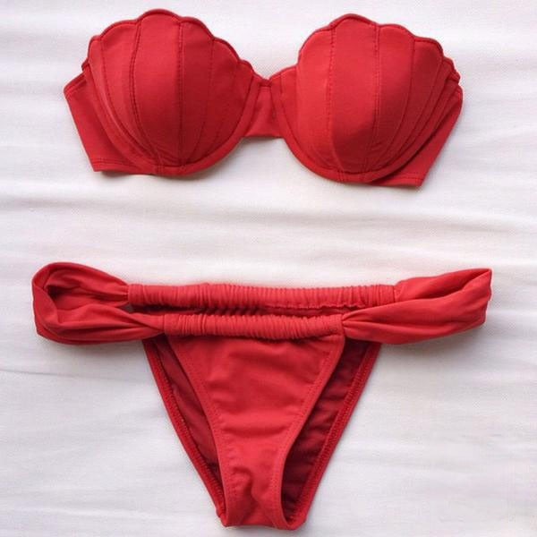 Bikini conchiglia red top conchiglia morbido slip profili spessi — Dream Shop