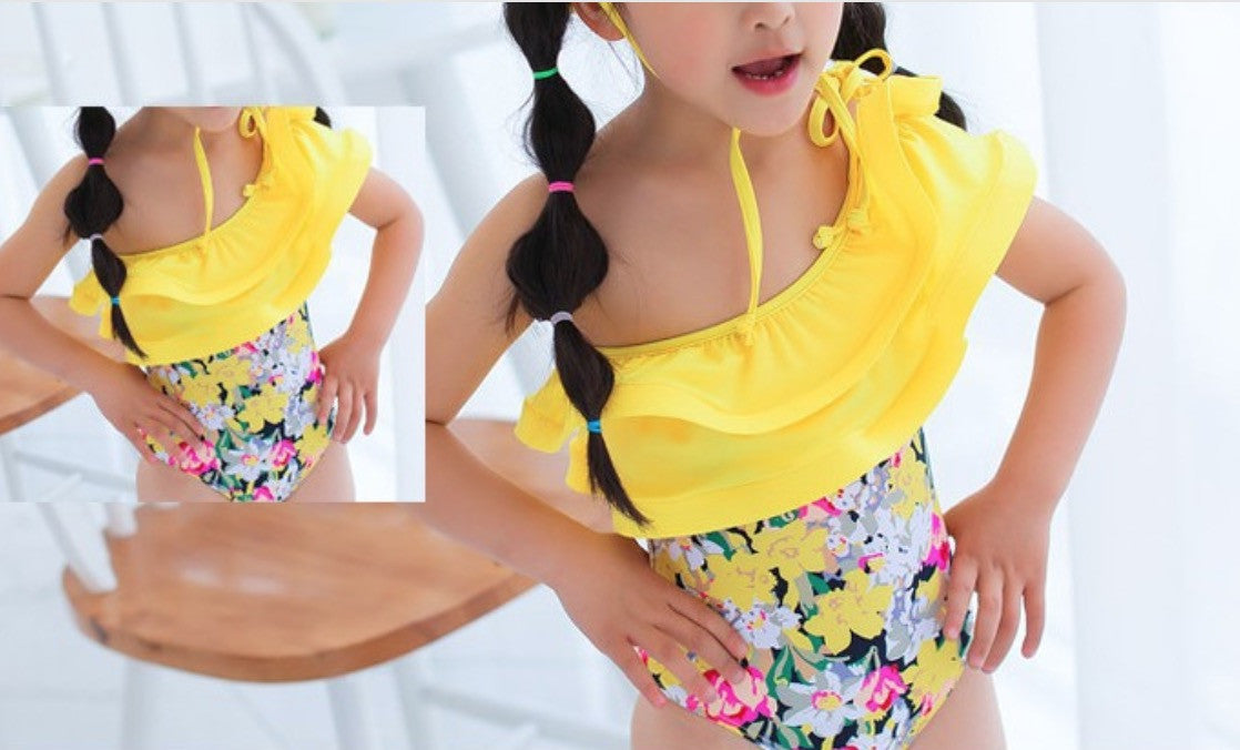 Costume intero bimba yellow flowers