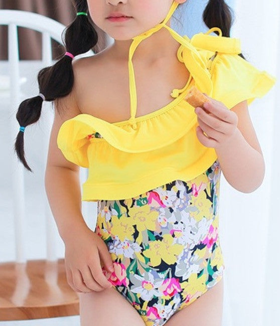 Costume intero bimba yellow flowers