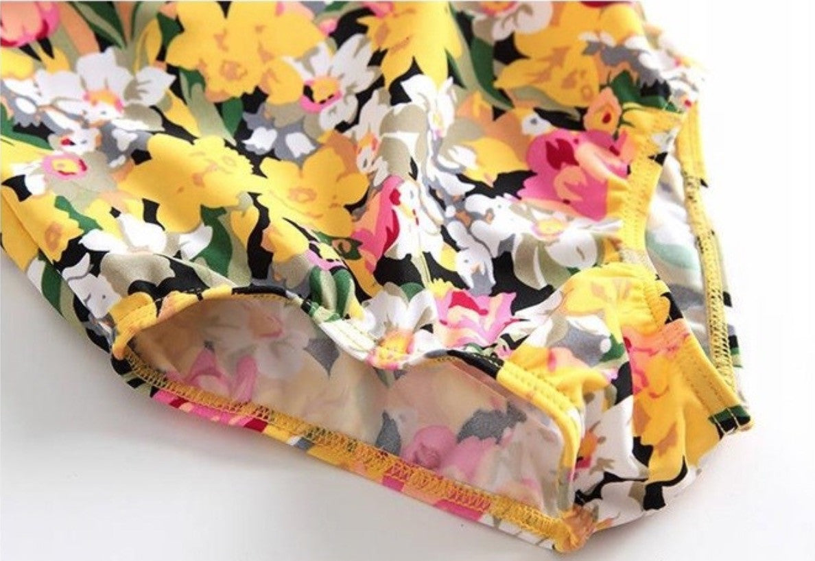 Costume intero bimba yellow flowers
