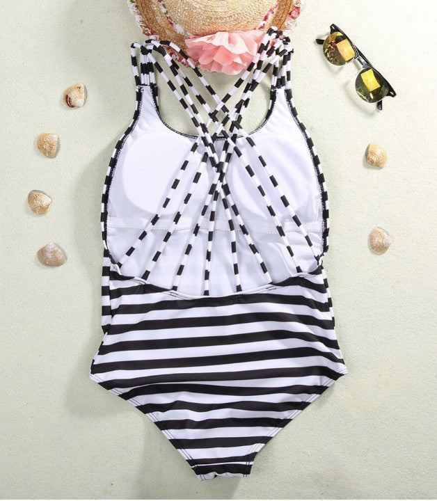 Costume intero stripe laccetti