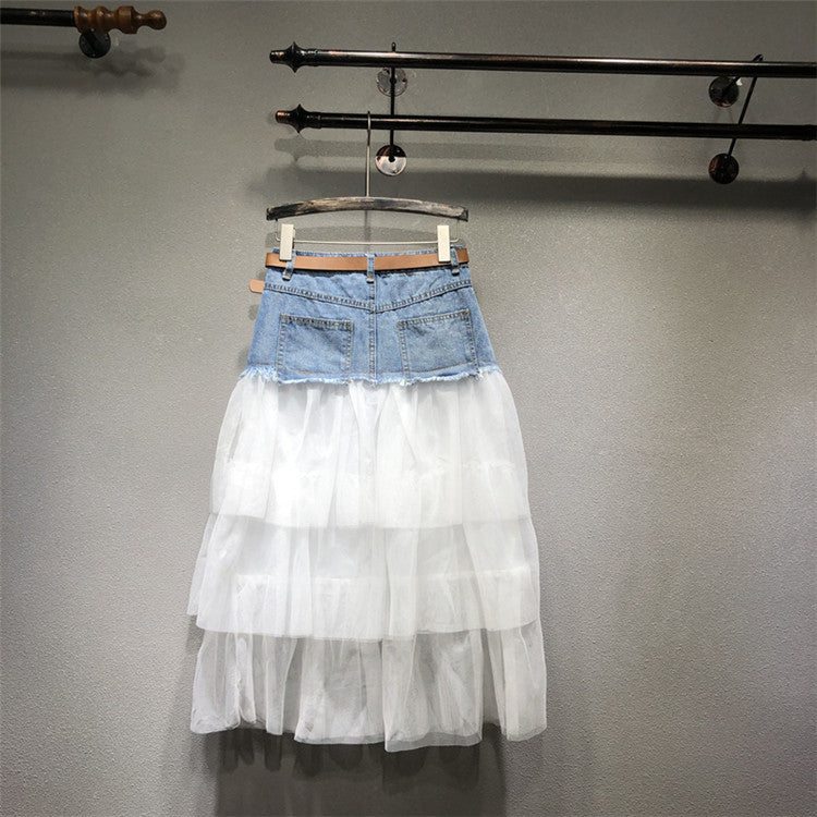 Longuette tulle-denim Lailai