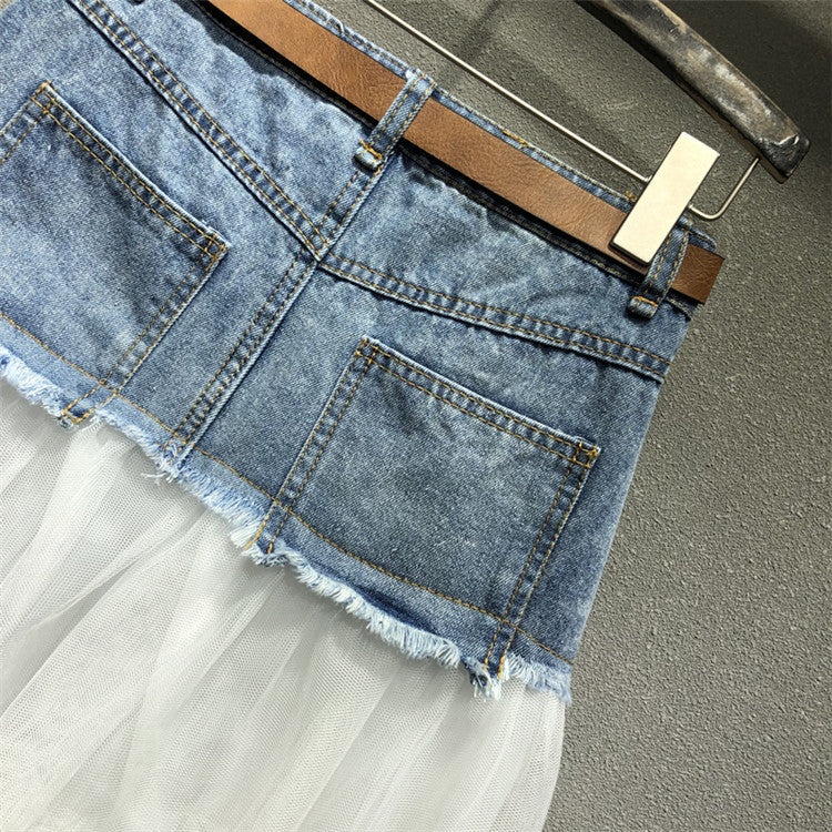 Longuette tulle-denim Lailai