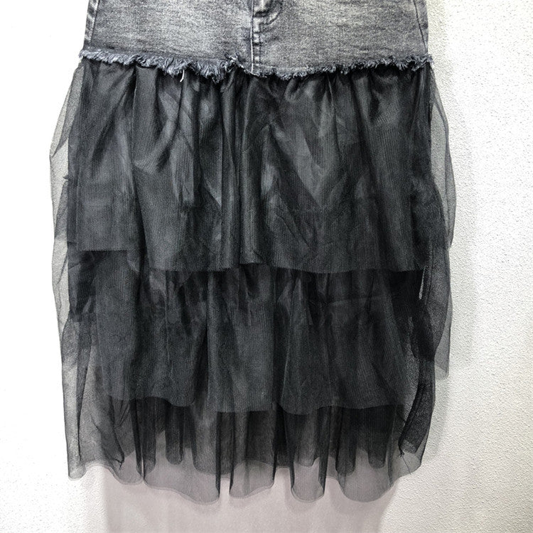 Longuette tulle-denim Lailai