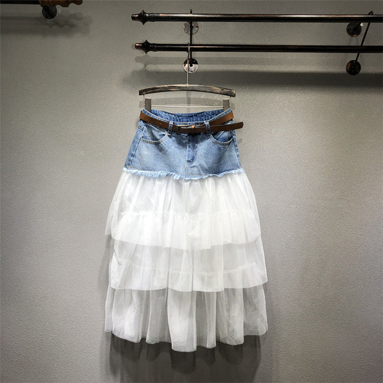 Longuette tulle-denim Lailai