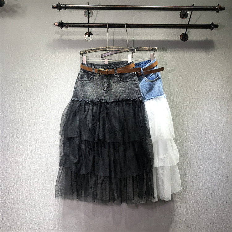 Longuette tulle-denim Lailai