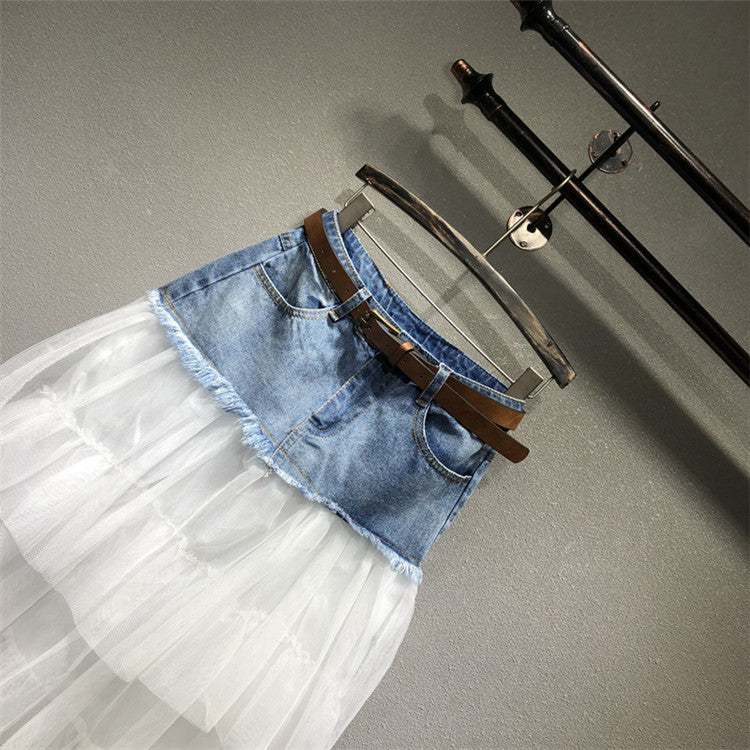 Longuette tulle-denim Lailai