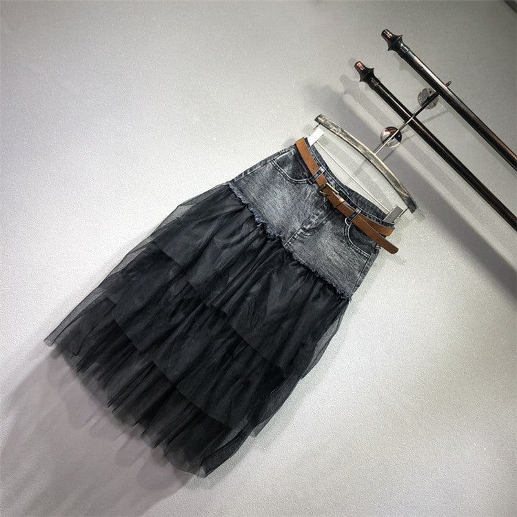 Longuette tulle-denim Lailai