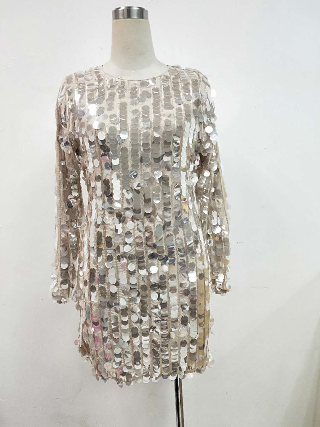 Abito champagne big pailettes