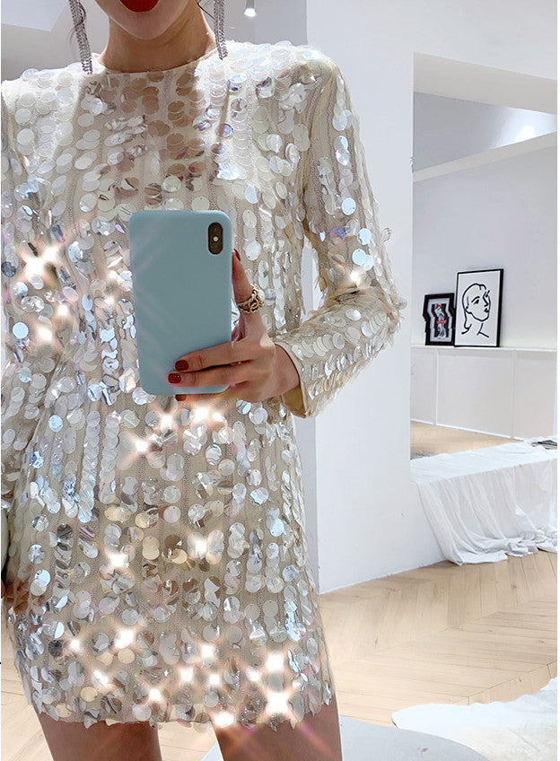 Abito champagne big pailettes