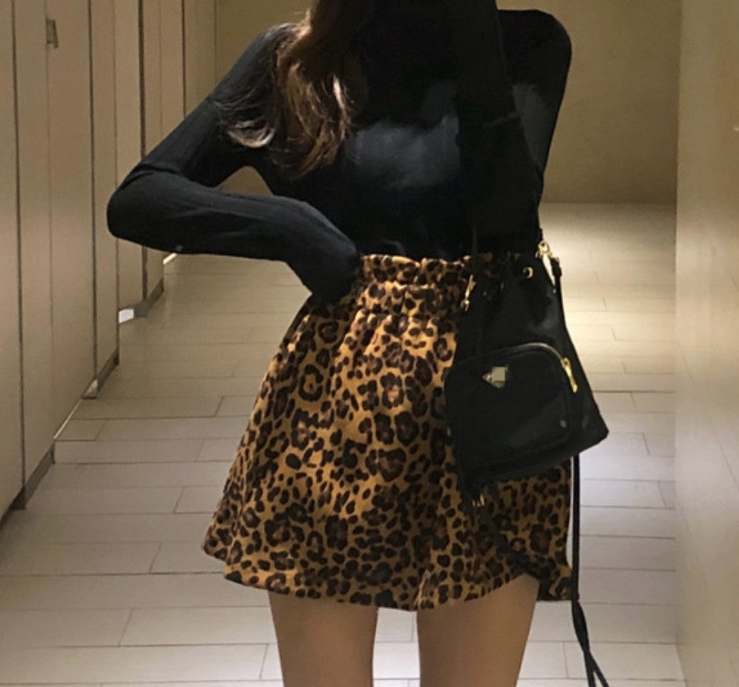 Gonna plissè leopard