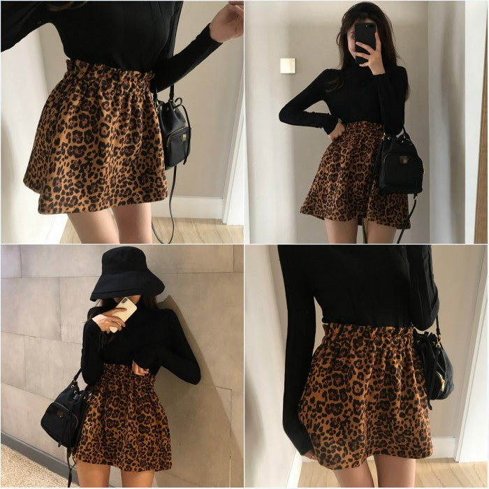 Gonna plissè leopard