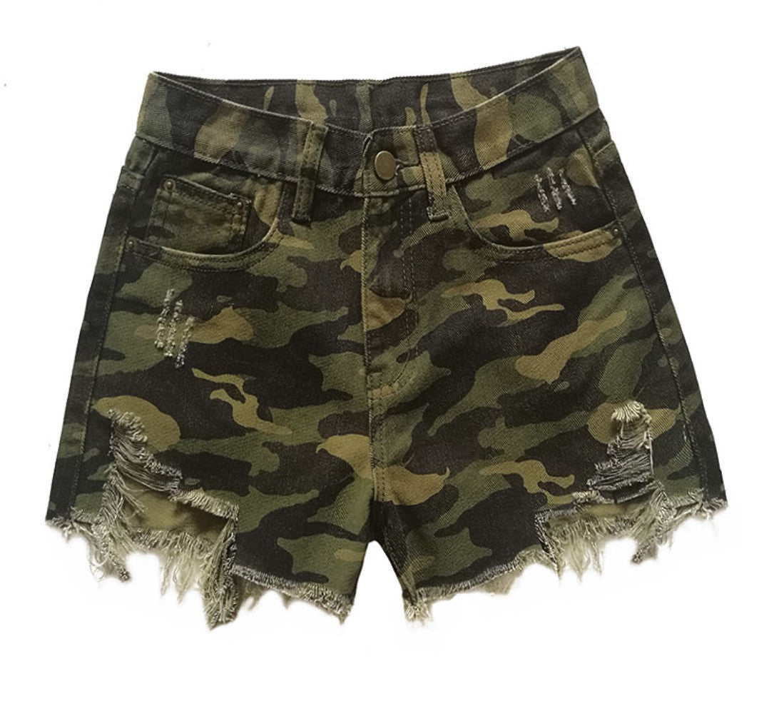 Shorts denim camouflage