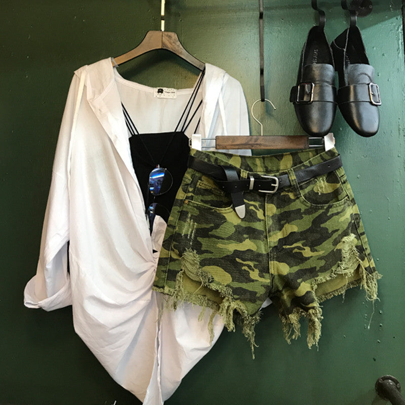 Shorts denim camouflage