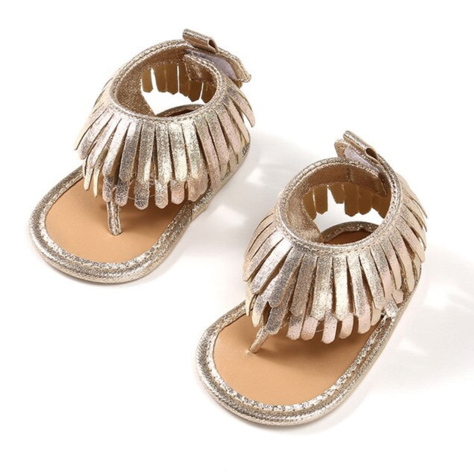 Sandali baby gold fringe