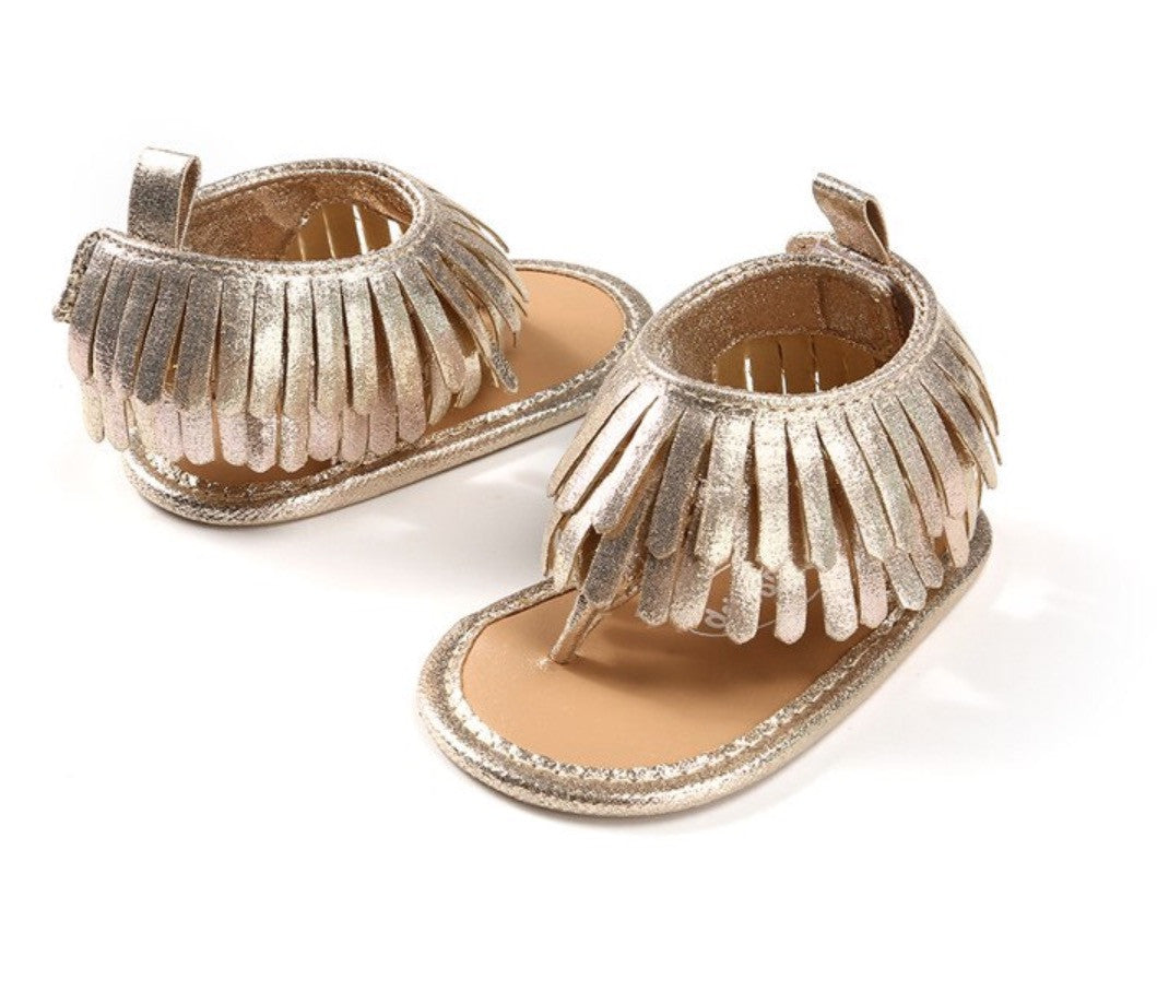 Sandali baby gold fringe