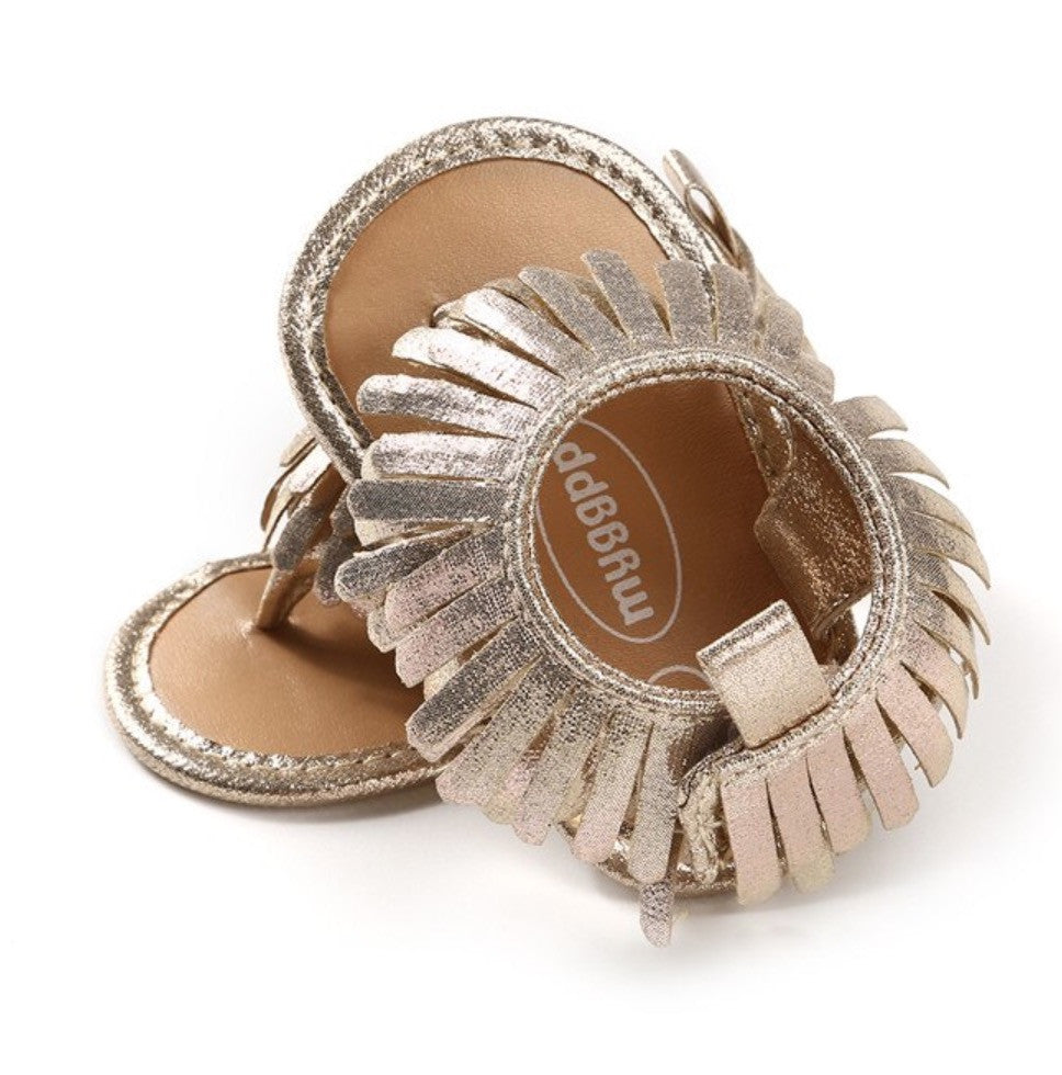 Sandali baby gold fringe