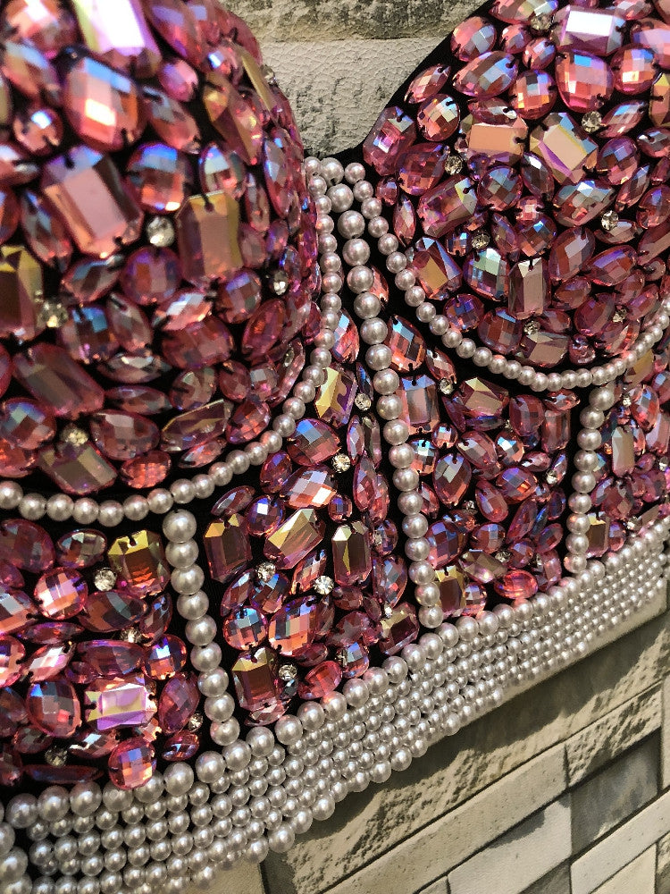 Crop top pink stone pearl