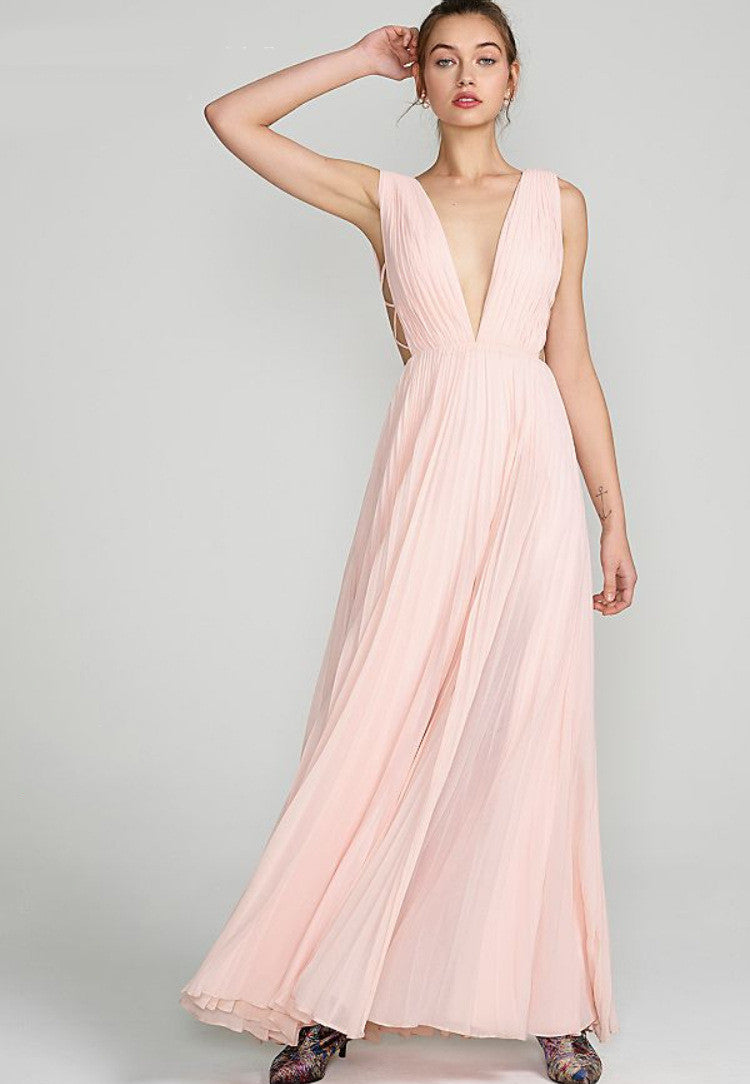 Maelya plissè long dress